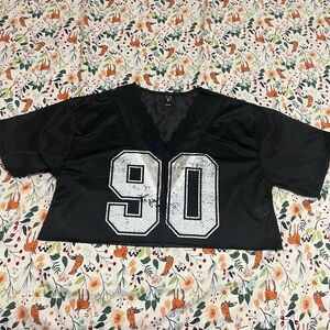 Windsor Black Mesh Top with White Accents